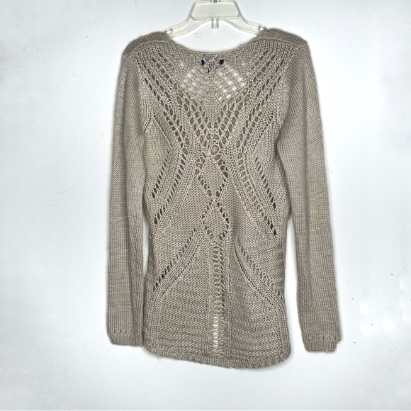 Fenn Wright Manson V-Neck Sweater Openwork Wool Blend Beige Large - Picture 5 of 6